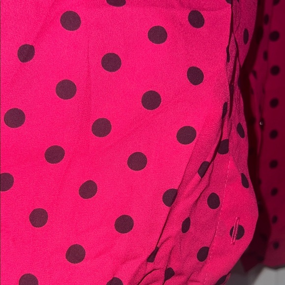 Jones New York Red and Black Polka Dot Button Down Shirt - Picture 3 of 7